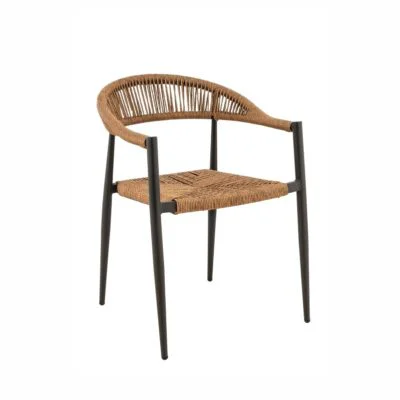 Stuhl AMSTERDAM in Paille mit Aluminiumgestell in Anthrazit und PE-Rattan für Innen und Außen
