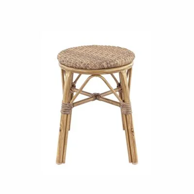 Hocker BREST in Kernrattan mit Aluminiumgestell in Bambusoptik für Innen und Außen