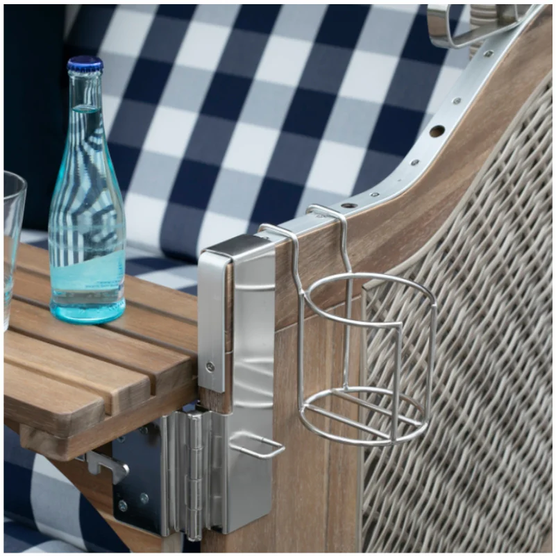 Becher- und Flaschenhalter aus Edelstahl für deVries Strandkorb, H13 x B10 x T15 cm