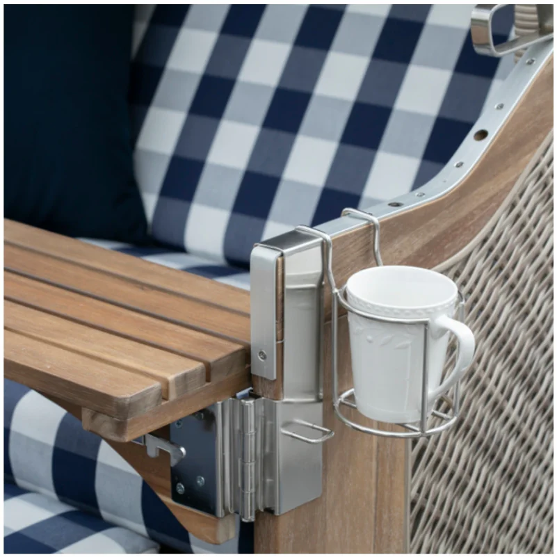 Becher- und Flaschenhalter aus Edelstahl für deVries Strandkorb, H13 x B10 x T15 cm