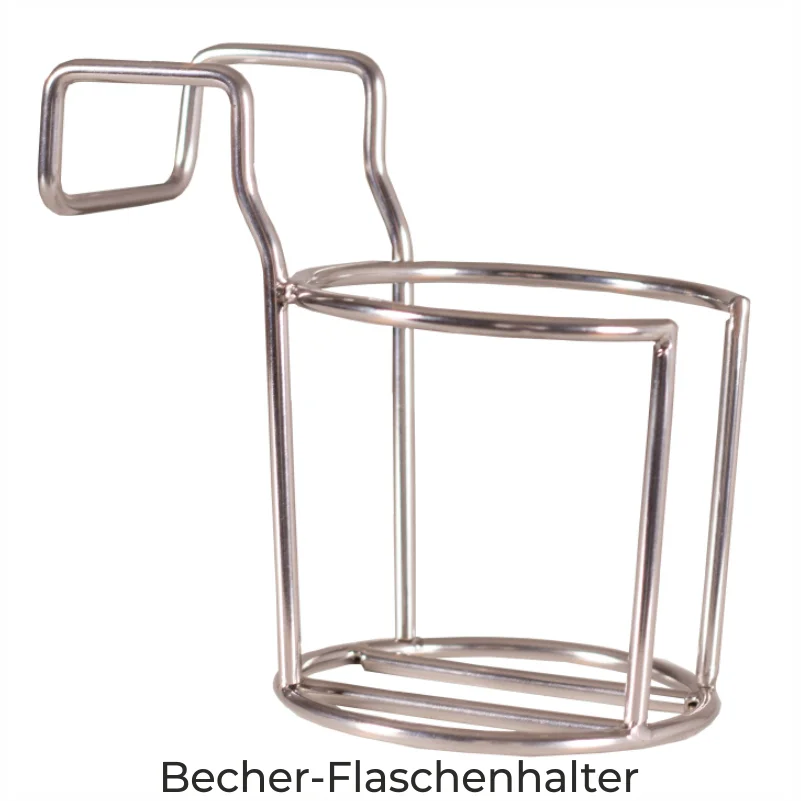 Becher- und Flaschenhalter aus Edelstahl für deVries Strandkorb, H13 x B10 x T15 cm