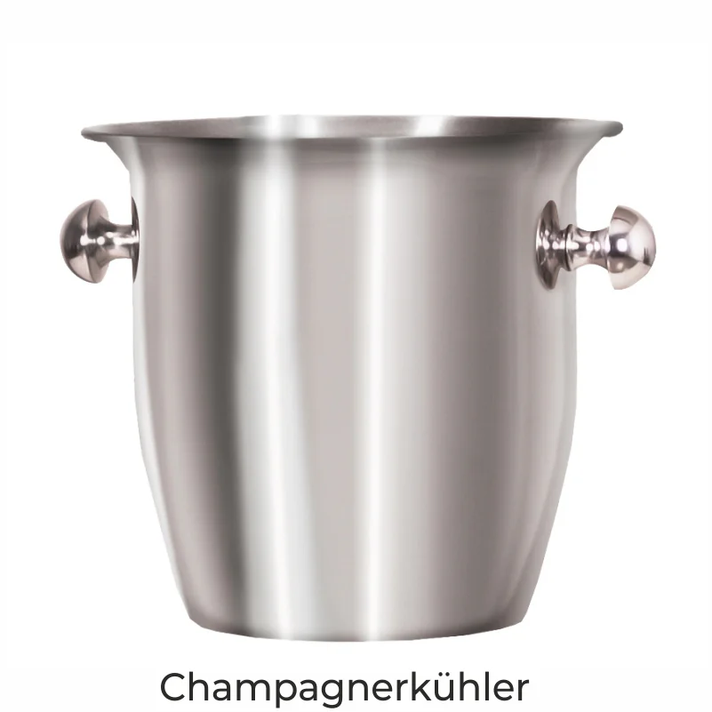 Champagnerkühler aus Edelstahl für deVries Strandkorb mit Halterung, H21 x B23 x T29 cm