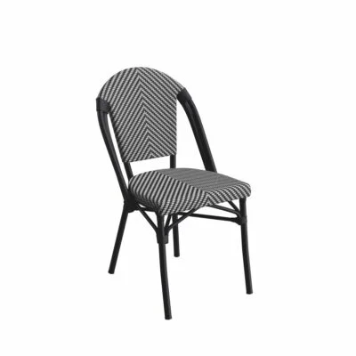 Stuhl DROUOT in Light Grey mit Aluminiumgestell in Schwarz für Innen und Außen