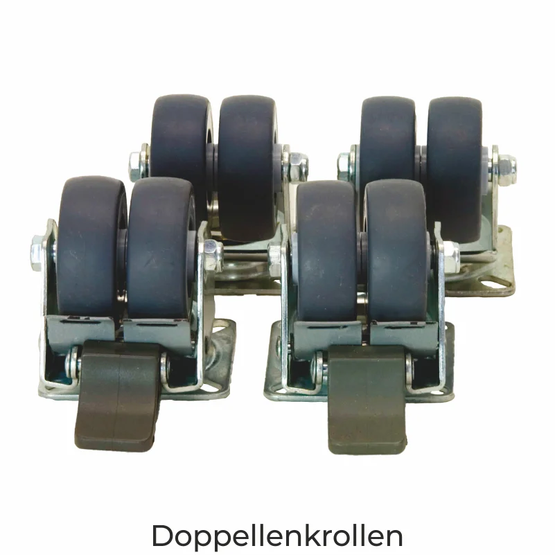 Doppellenkrollen 4er Set für deVries Strandkorb mit Rollen und Befestigungsmaterial