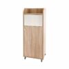 Abfallbehälter JACKY Grey Bardolino Oak mit Rollen und Klappe – H136 x B54 x T42 cm