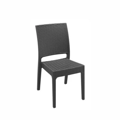 Stuhl JAMAICA in Dunkelgrau im Rattan Look für Innen und Außen
