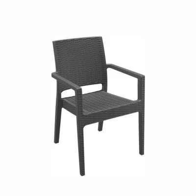 Stuhl JAMAICA F in Dunkelgrau im Rattan Look für Innen und Außen