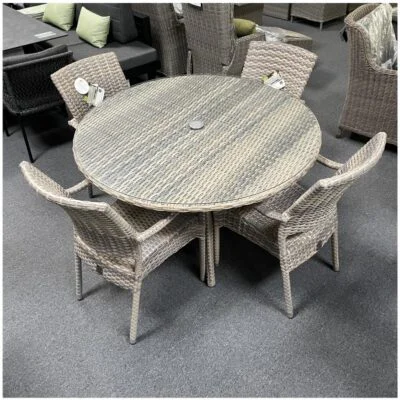 Esstischgruppe 4 Seasons Outdoor Mambo Dover Ø130 Hularo Grau Beige