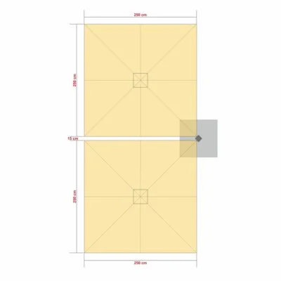 Maßskizze Prostor P6 DUO Ampelschirm - 2× 250 × 250 cm