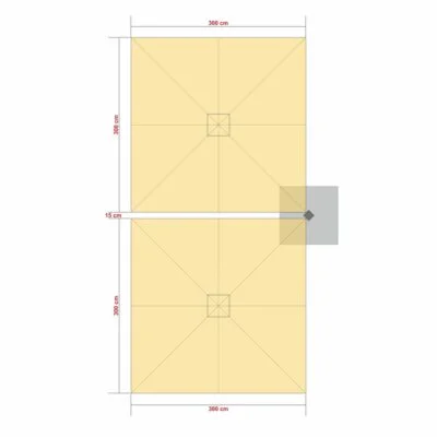 Maßskizze Prostor P6 DUO Ampelschirm - 2× 300 × 300 cm