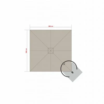 Skizze Prostor P7 Ampelschirm 300 × 300 cm mit 300° Drehfunktion