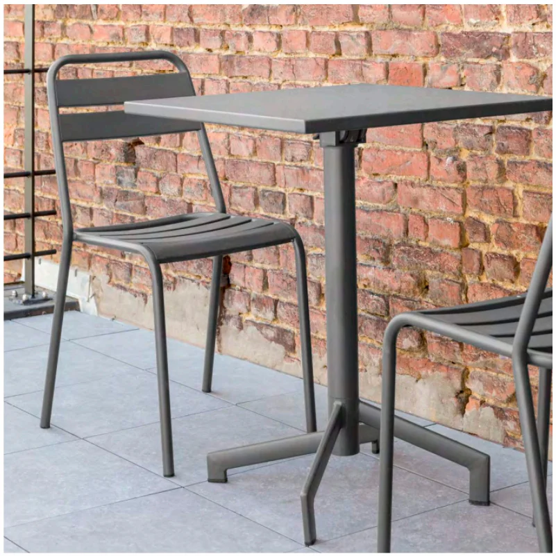 Klappbarer Tisch PIGALLE 60x60 in Anthrazit mit Aluminiumgestell für Außenbereich