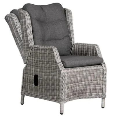 deVries Relaxsessel Salou mit Aluminiumgestell und Geflecht in old White, graue Olefin-Kissen