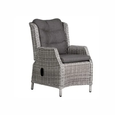 deVries Relaxsessel Salou mit Aluminiumgestell und Geflecht in old White, graue Olefin-Kissen