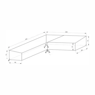 Maßskizze Schutzhülle STERN für Eckgruppe 300 x 300 cm