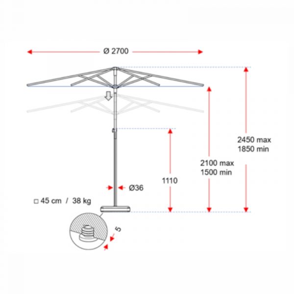 P2 Ø 270 cm Mittelstockschirm – Bild 6