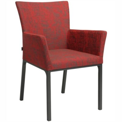 Dining-Sessel ARTUS von STERN in Anthrazit mit Outdoorstoff rot/schiefergrau für außen