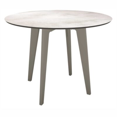 Tisch STERN rund Ø 110 cm – Aluminium graphit mit Silverstar Zement hell