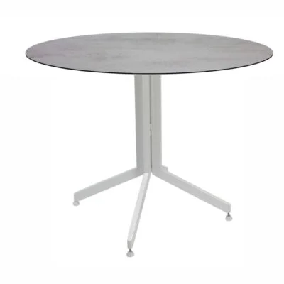 Tisch STERN klappbar Ø 80 cm – Aluminium weiß mit Silverstar Zement hell