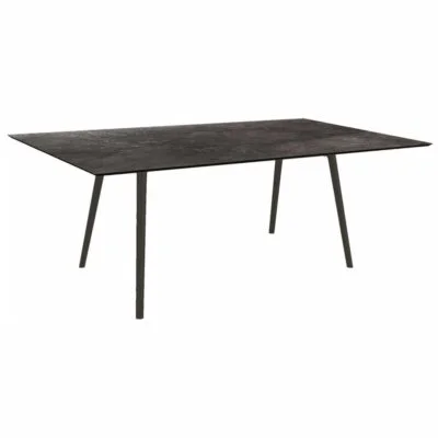 Gartentisch STERN Interno 180x100 cm – Schwarz matt mit Silverstar Dark Marble