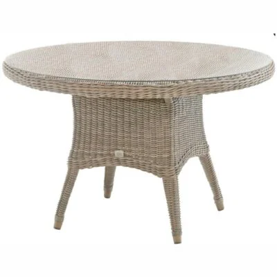 Tisch 4 Seasons Outdoor Viktoria rund Ø130 cm mit Glasplatte und Geflecht