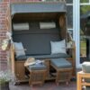 Strandkorb deVries PURE Wave XL aus Teakholz mit PE-Geflecht griseum Design 474