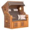 Strandkorb deVries PURE Wave XL aus Teakholz mit PE-Geflecht griseum Design 474