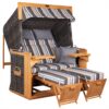 Strandkorb deVries PURE Friesland Sylt XL aus Teakholz mit PE-Geflecht stone grey Design 158