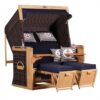 Strandkorb deVries PURE Friesland Sylt XL aus Teakholz mit PE-Geflecht stone grey Design 198