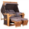 Strandkorb deVries PURE Friesland Sylt XL aus Teakholz mit PE-Geflecht stone grey Design 235