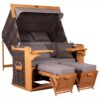 Strandkorb deVries PURE Friesland Sylt XL aus Teakholz mit PE-Geflecht stone grey Design 466