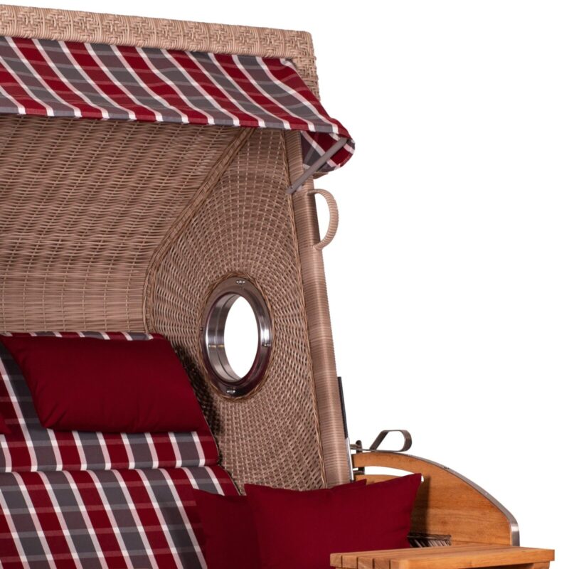 Strandkorb deVries PURE Sailor XL aus Teakholz mit PE-Geflecht in white kubu und Design 230