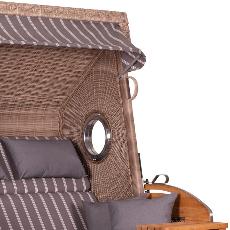 Strandkorb deVries PURE Sailor XL aus Teakholz mit PE-Geflecht in white kubu und Design 235