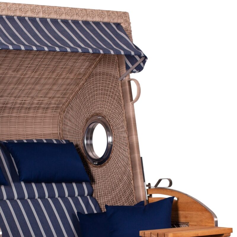 Strandkorb deVries PURE Sailor XL aus Teakholz mit PE-Geflecht in white kubu und Design 236
