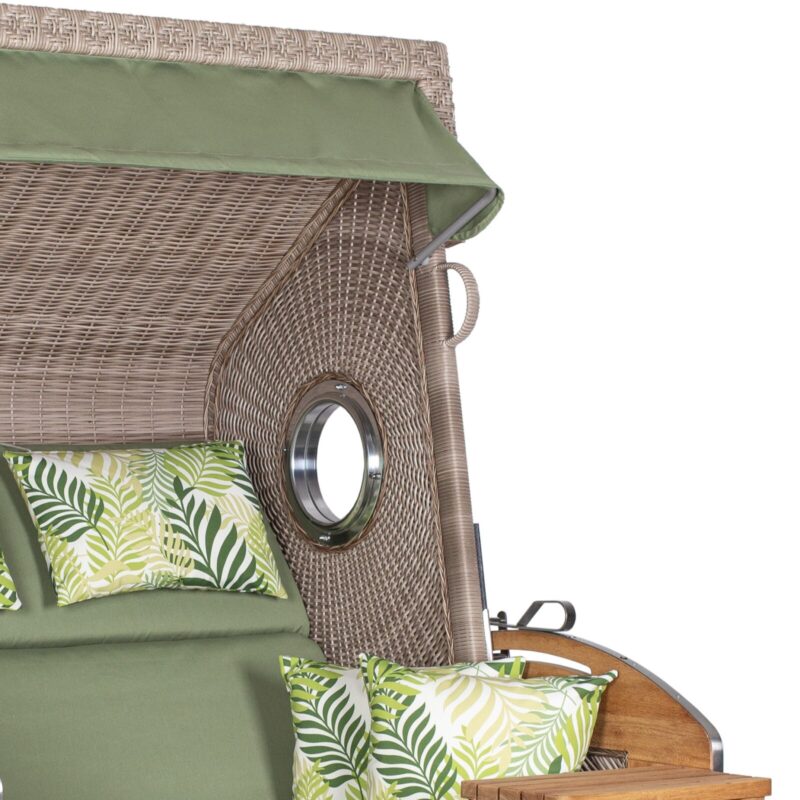 Strandkorb deVries PURE Sailor XL aus Teakholz mit PE-Geflecht in white kubu und Design 242