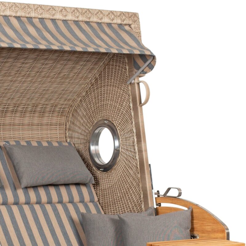 Strandkorb deVries PURE Sailor XL aus Teakholz mit PE-Geflecht in white kubu und Design 248