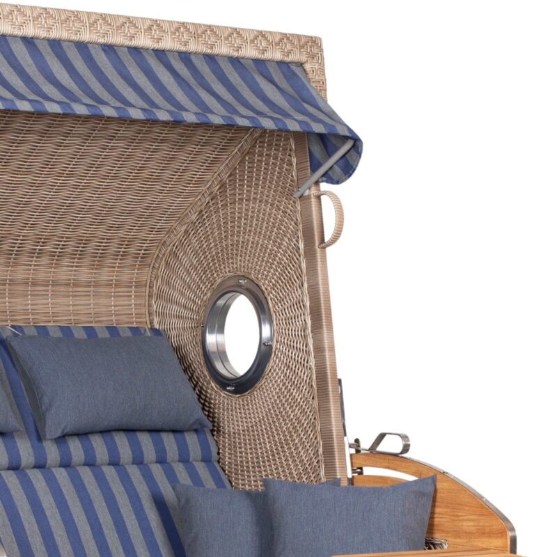 Strandkorb deVries PURE Sailor XL aus Teakholz mit PE-Geflecht in white kubu und Design 249