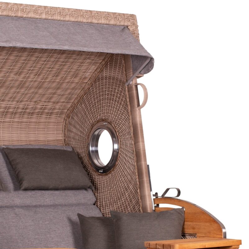 Strandkorb deVries PURE Sailor XL aus Teakholz mit PE-Geflecht in white kubu und Design 466