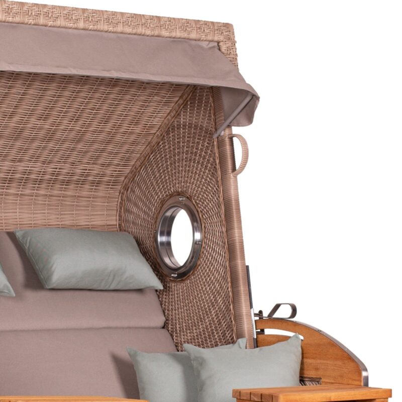 Strandkorb deVries PURE Sailor XL aus Teakholz mit PE-Geflecht in white kubu und Design 483