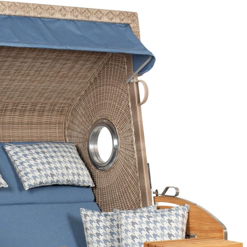 Strandkorb deVries PURE Sailor XL aus Teakholz mit PE-Geflecht in white kubu und Design 509