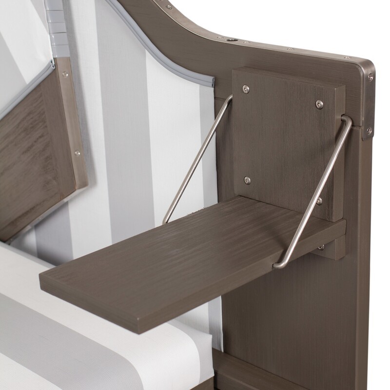 Strandkorb deVries Profi Ostsee Poel aus Mahagoniholz mit PVC-Geflecht grau und Design 989