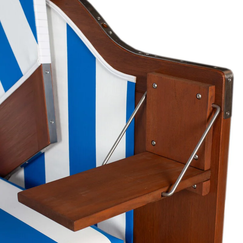 Strandkorb deVries Profi Ostsee Poel aus Mahagoniholz mit PVC-Geflecht weiß und Design 991