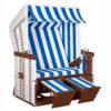 Strandkorb deVries Profi Nordsee Sylt aus Mahagoniholz mit PVC-Geflecht weiß und Design 991