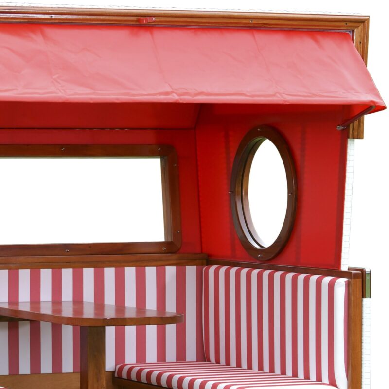 Strandkorb deVries PURE Gosch Lounge XXL aus Mahagoniholz mit PVC-Geflecht snow white und Design 992