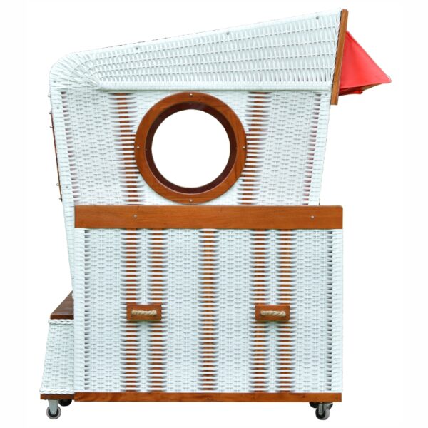 Strandkorb deVries® Gosch Lounge XXL PURE - PVC snow white - Mahagoniholz - Design 992 Rot-Weiß