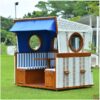 Strandkorb deVries PURE Gosch Lounge XXL aus Mahagoniholz mit PVC-Geflecht snow white und Design 991