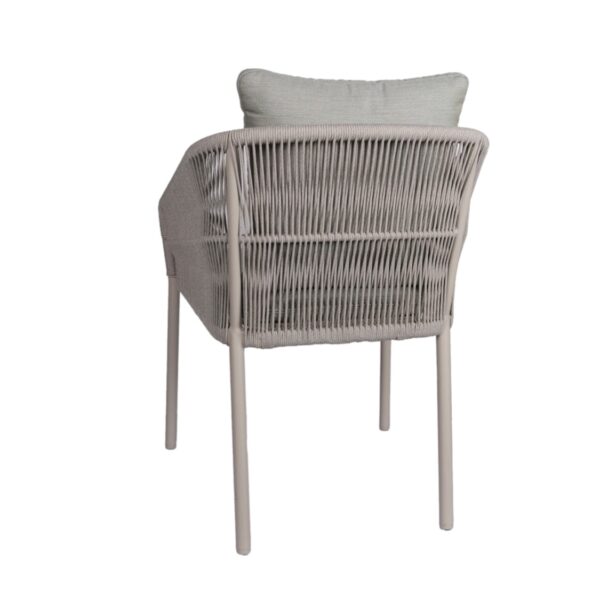 Stapelsessel STERN Jella Aluminium greige mit Kordel greige und Kissen salbei – H88 x B62 x T65 cm