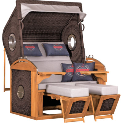 Strandkorb deVries® Sailor XL - PE stone grey - Teakholz - Design 199