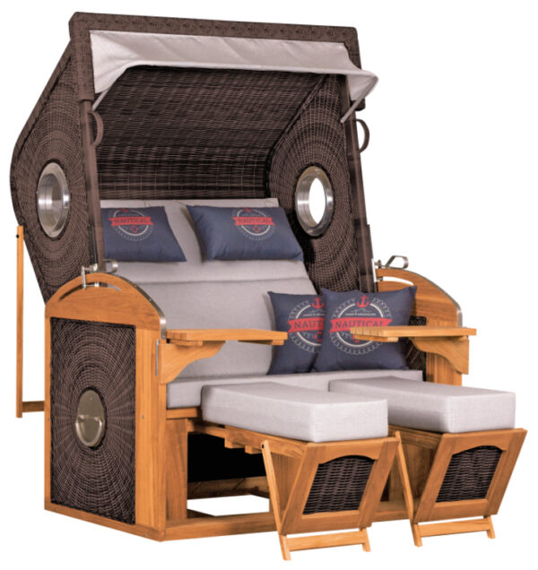 Strandkorb deVries® Sailor XL - PE stone grey - Teakholz - Design 199