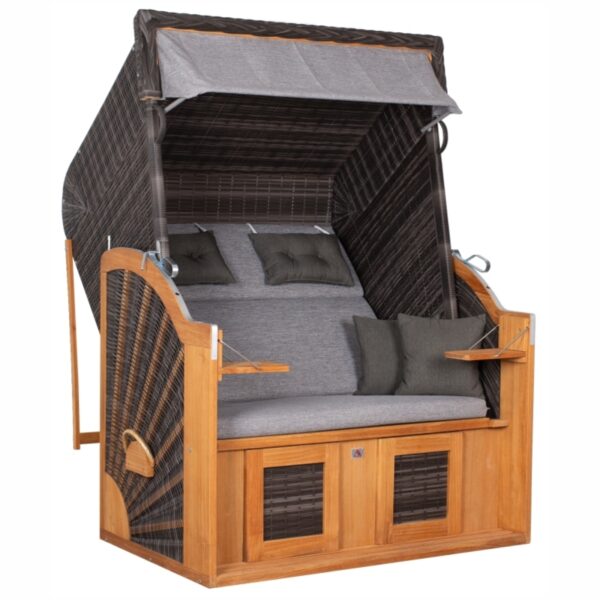 Strandkorb deVries® Classic XL SUN - PE stone grey - Teakholz - Design 466